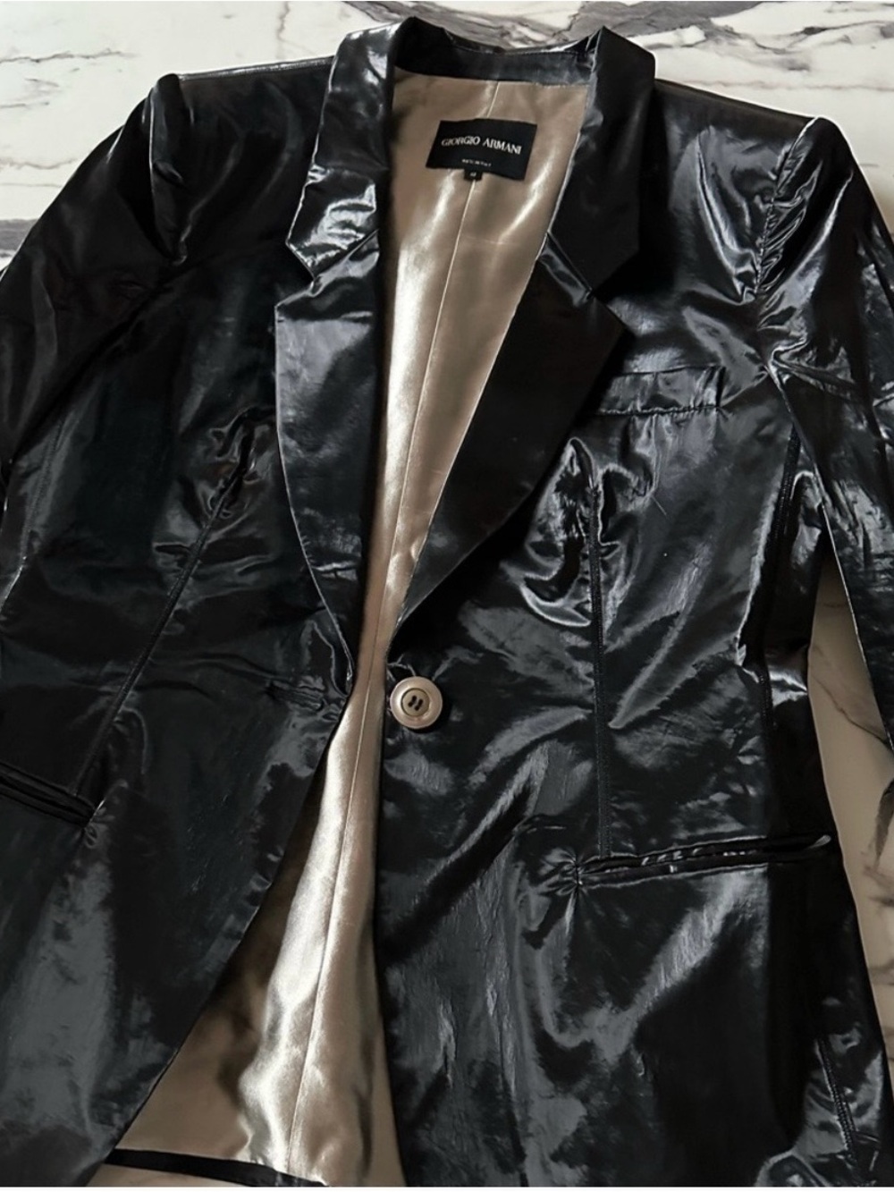 Giorgio Armani Shiny Black Women's Blazer - Picture 5 of 10